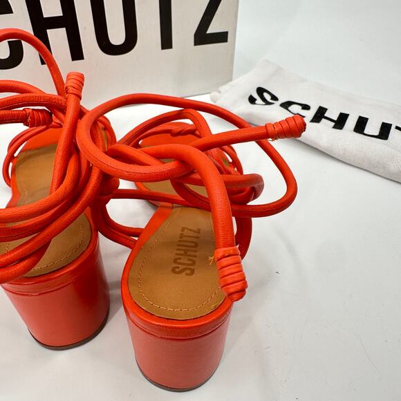 Copied - SCHUTZ Evereve New in Box Binky Mid Strappy Heel Sandal in Orange // 6 - Picture 7 of 11